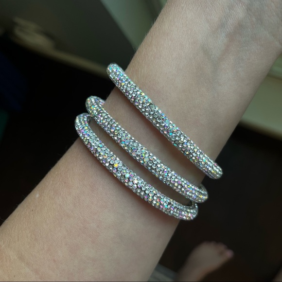 3 Piece Rhinestone Bangle Bracelets - Picture 2 of 2